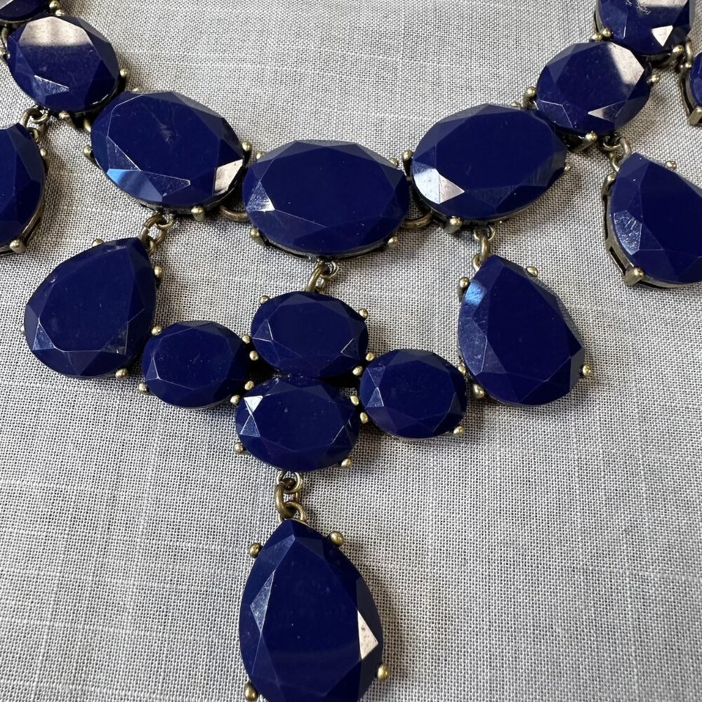 J. Crew Dark Blue Cascading Stone Necklace - Picture 10 of 13
